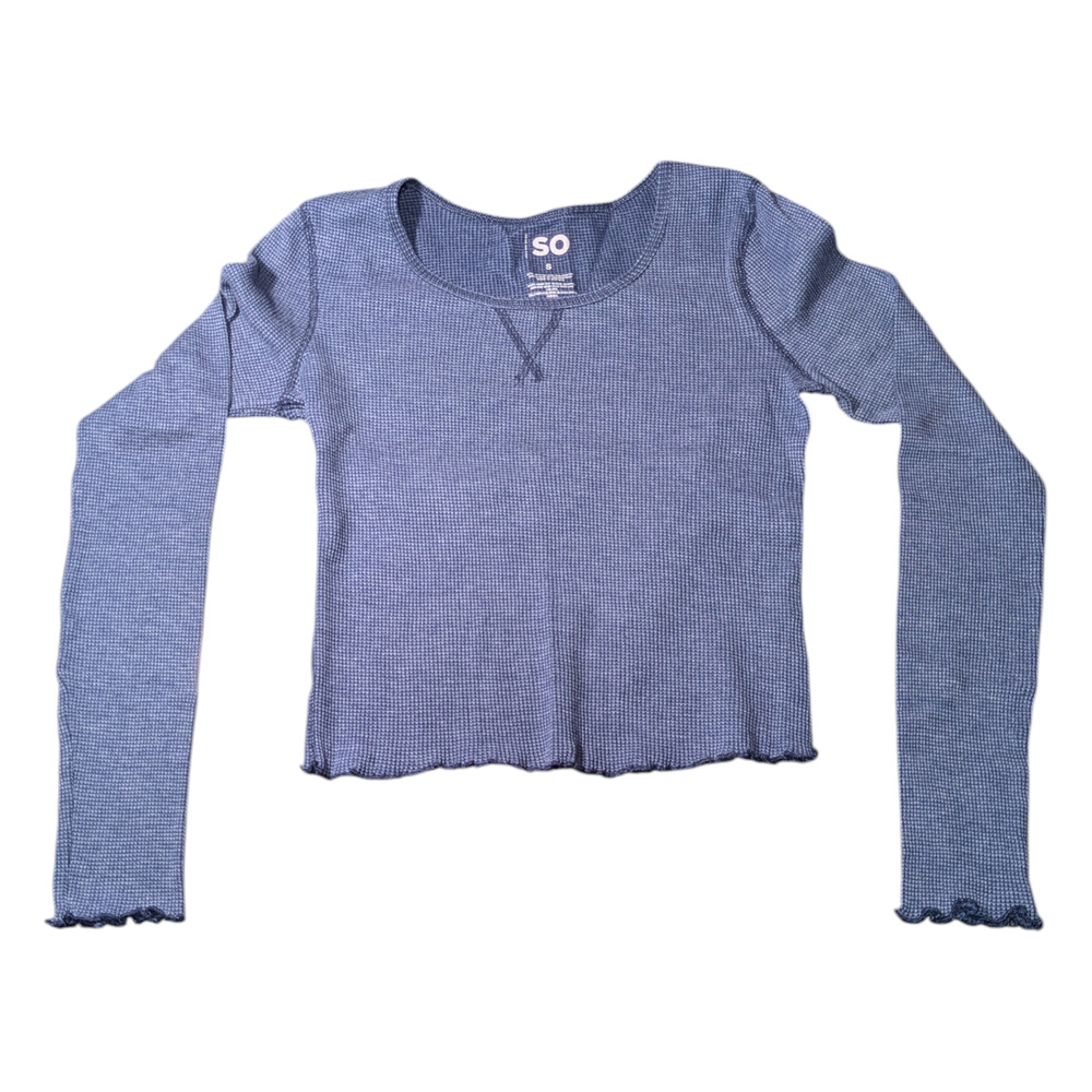 SO Junior Girls Cropped Long-Sleeved Thermal Blue Size Small